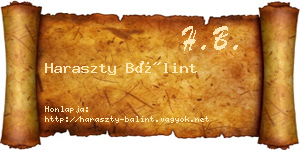 Haraszty Bálint névjegykártya